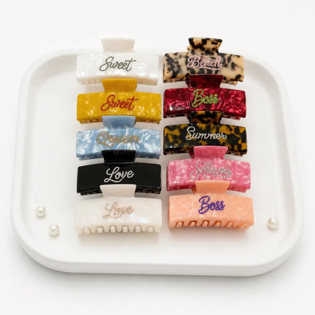 10.5cm cellulose acetate hair claw clip assorted color collection