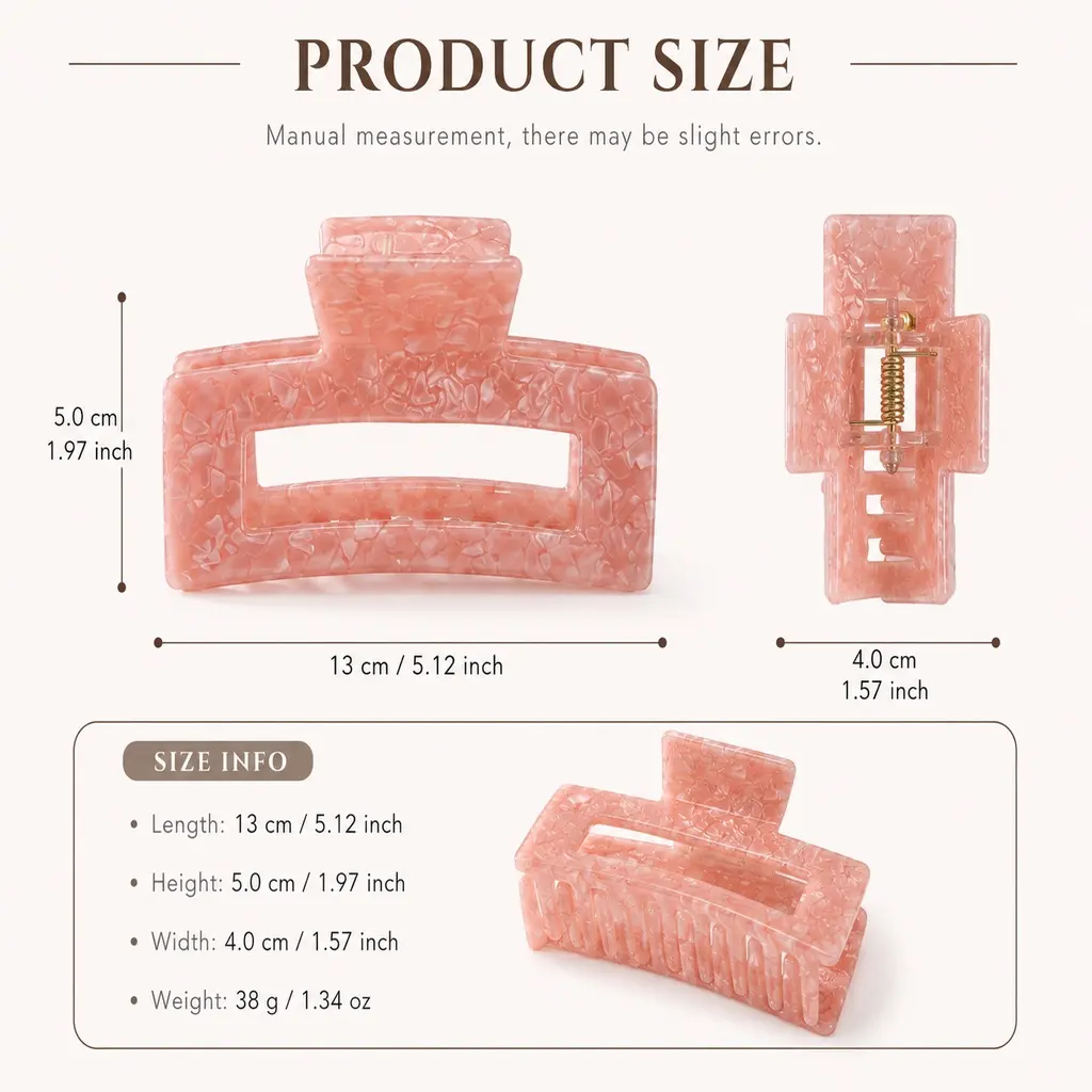 13CM Rectangle Acetate Hair Claw