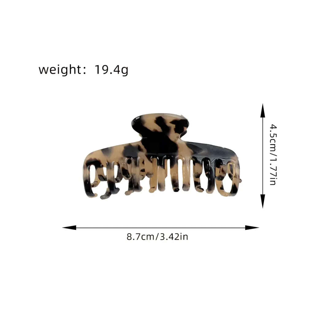 8.7CM Round Tip Double Row Teeth Acetate Hair Claw Clip Size
