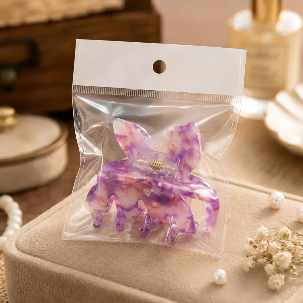 Butterfly 5cm Acetate Hair Clip Pack With OPP BAG