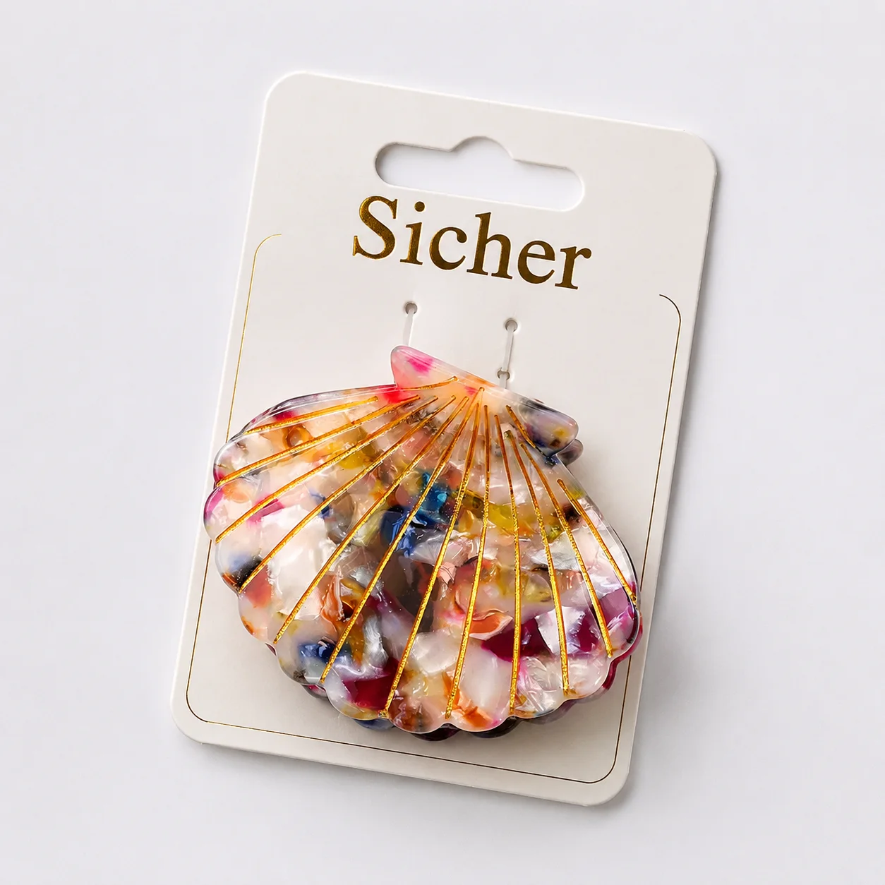 Custom Logo Shell Shape Cellulose Acetate Hair Clip