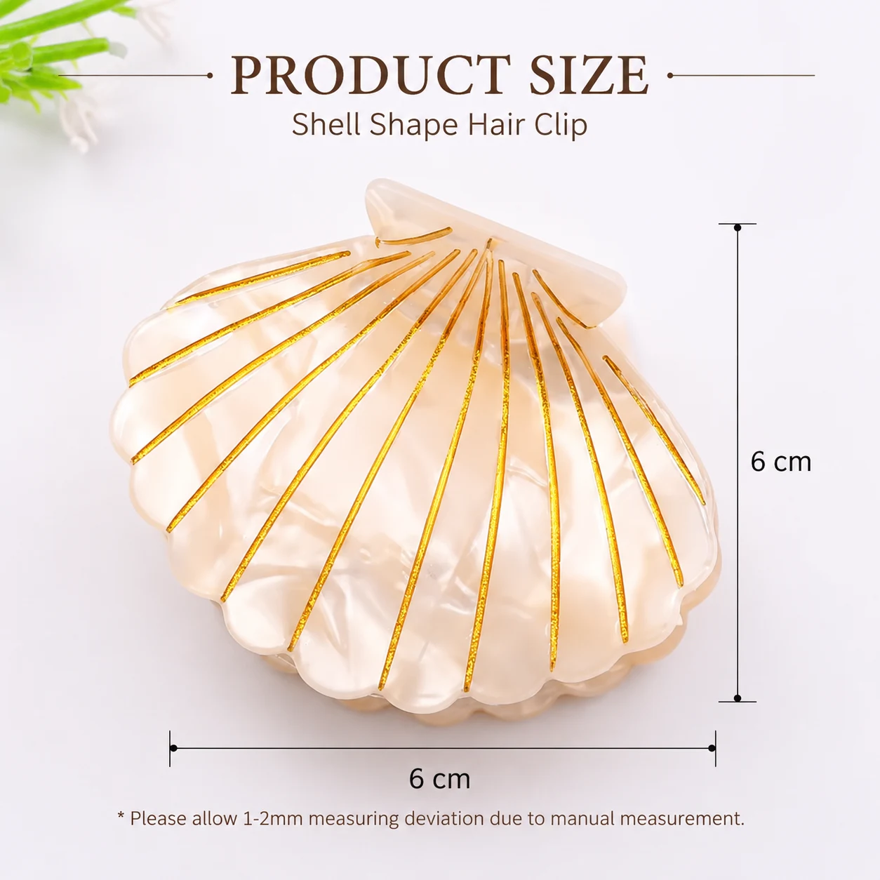 Custom Logo Shell Shape Cellulose Acetate Hair Clip