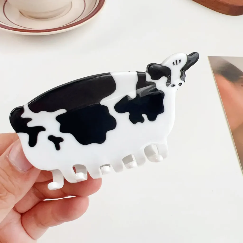 Moo Cow Spliced Cellulose Acetate Hair Claw Clip