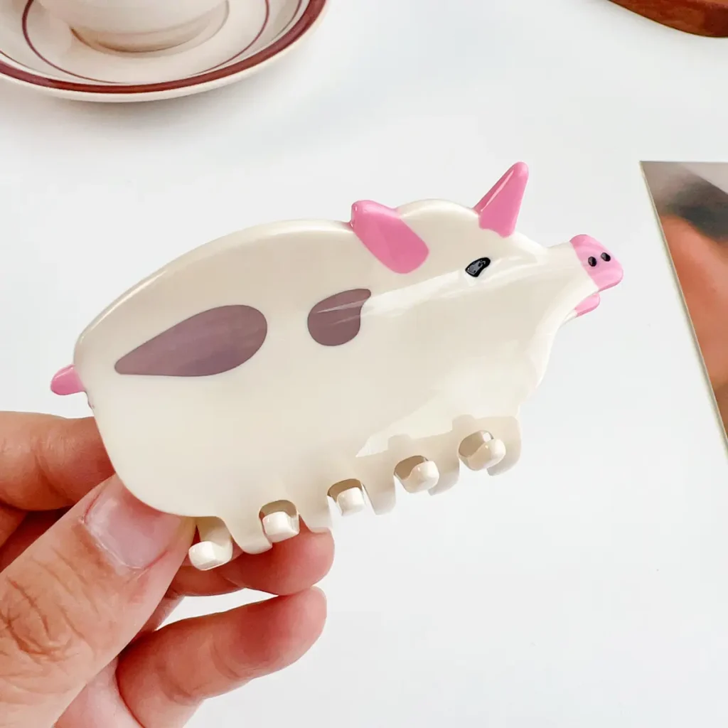 Rosie Pig Spliced Cellulose Acetate Hair Claw Clip