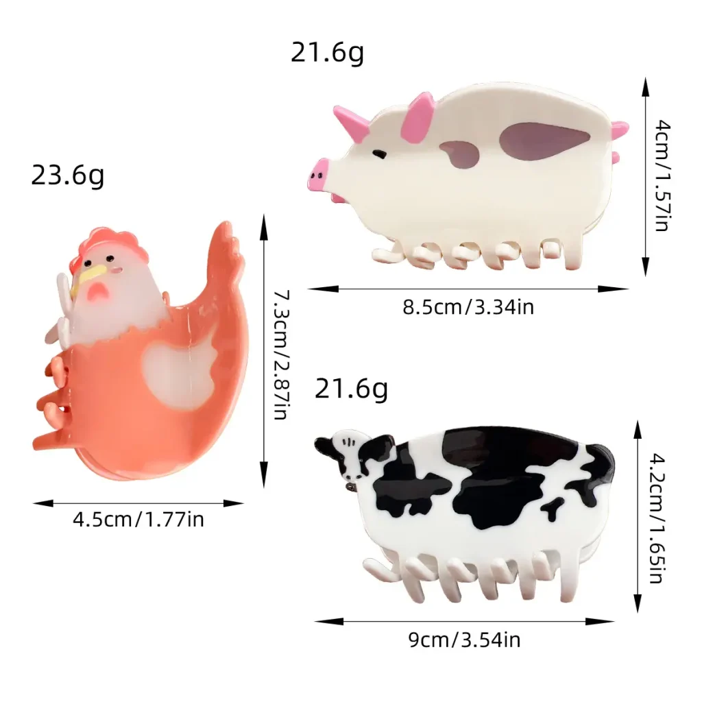 Spliced Animal Acetate Hair Claw Size and Weight