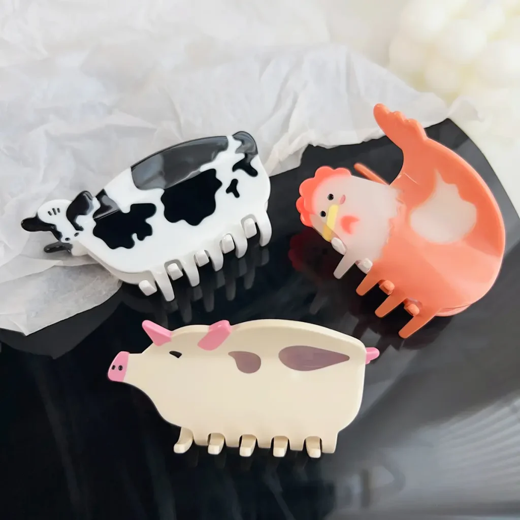 Spliced Farm Animal Cellulose Acetate Hair Claw Collection