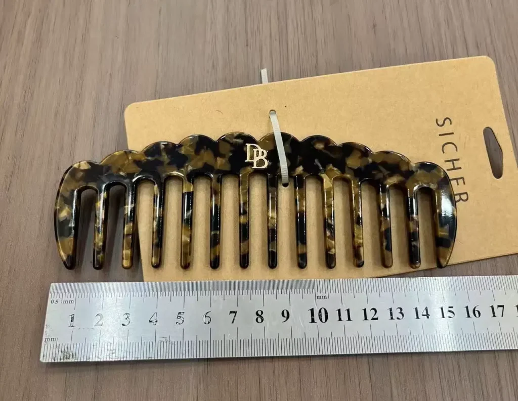 Tortoise Shell 15CM Cellulose Acetate Wide Tooth Comb Size Detail