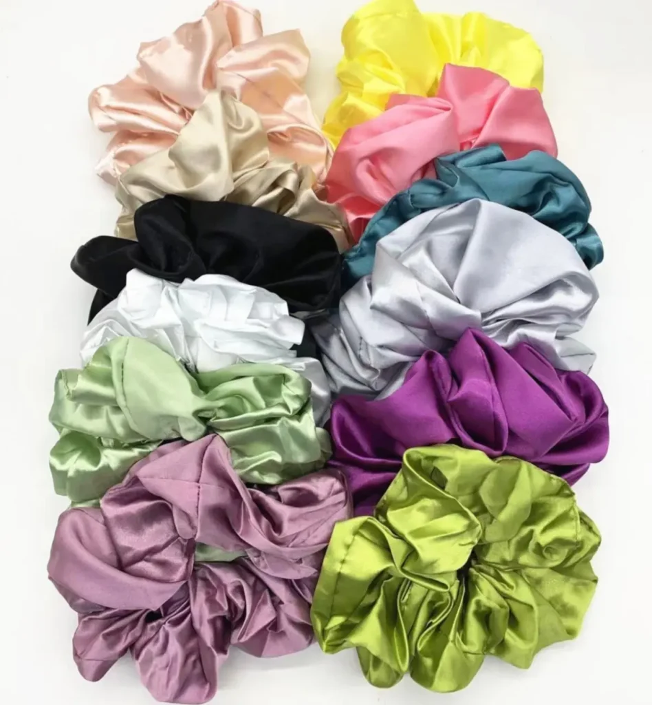 custom oversized satin hair scrunchies color collection