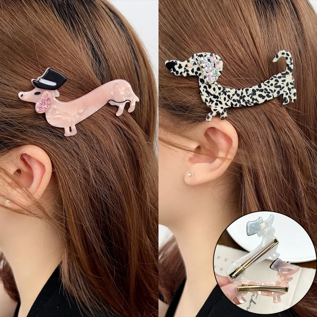 dachshund-acetate-hair-clip-model-wearing-display