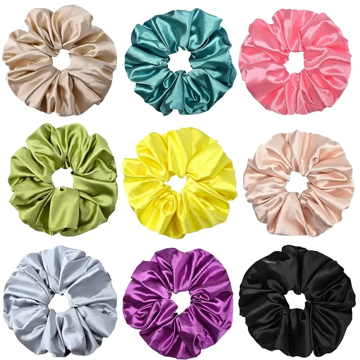 oversized satin hair scrunchies color options