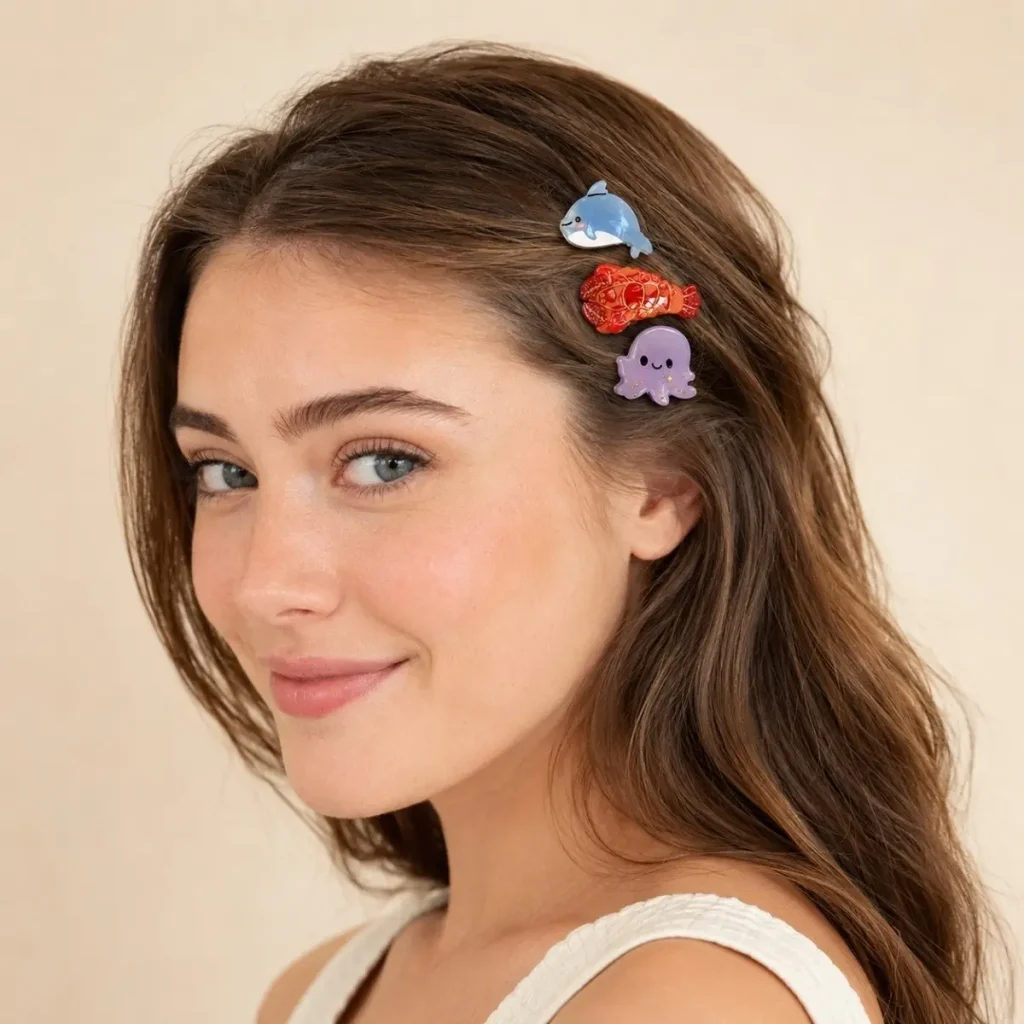 western-model-three-ocean-animal-side-hair-clips