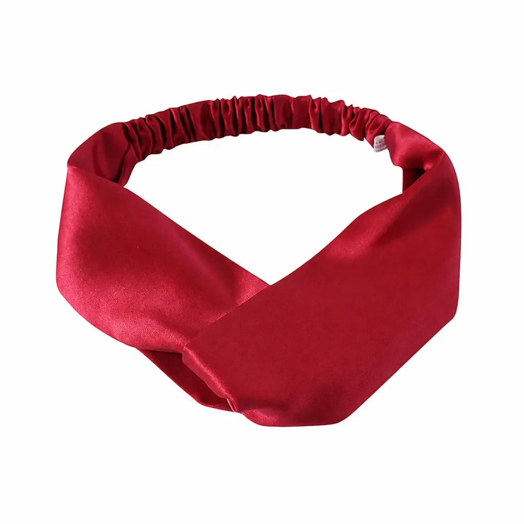 19MM Mulberry Silk Twist Headband Burgundy Red