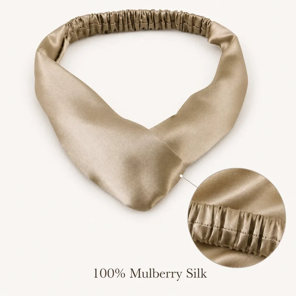 19MM Mulberry Silk Twist Headband Elastic Detail