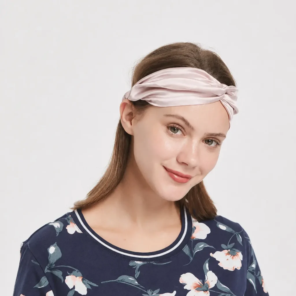 19MM Mulberry Silk Twist Headband Pink Front View