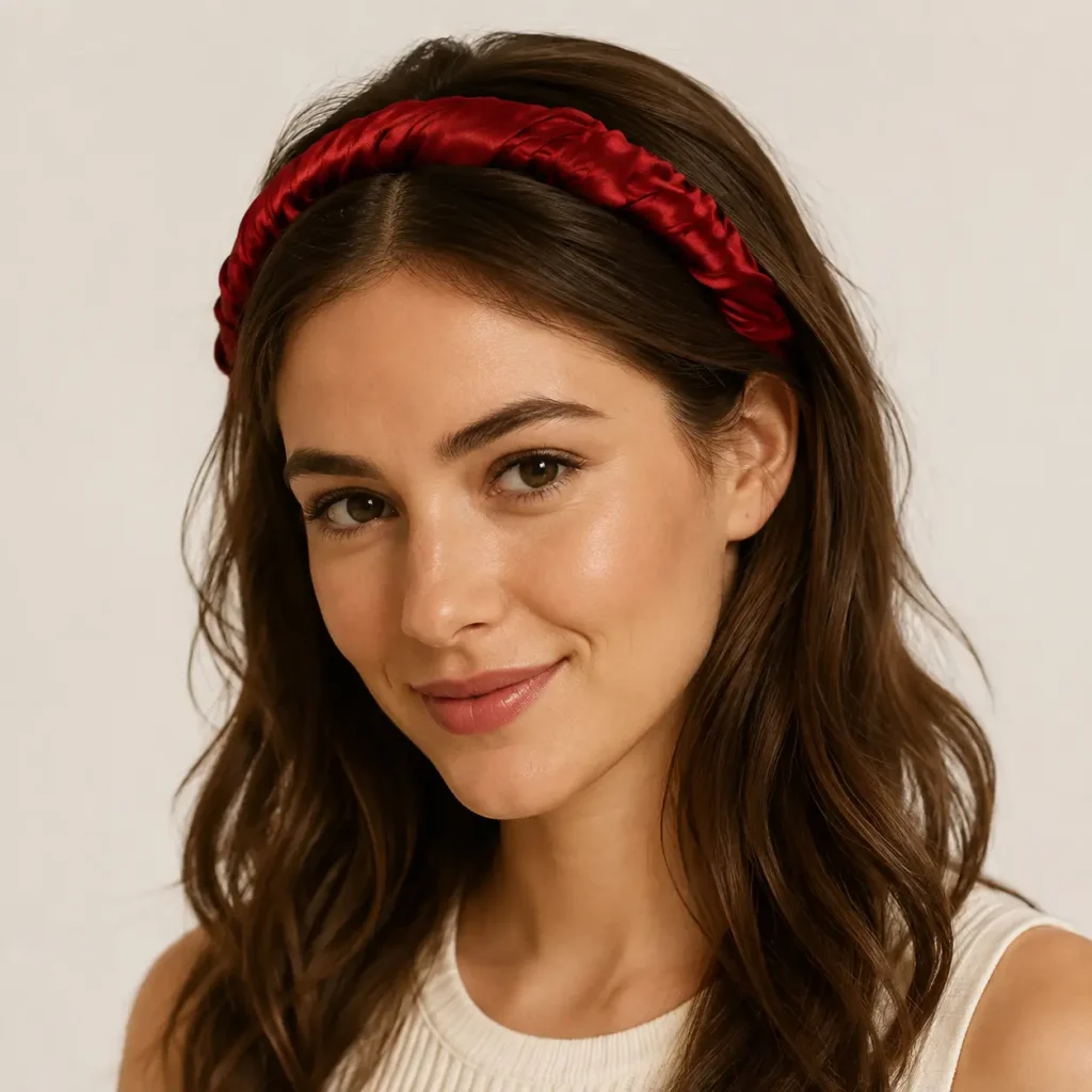 3CM 19 Momme Mulberry Silk Pleated Headband Model Wear