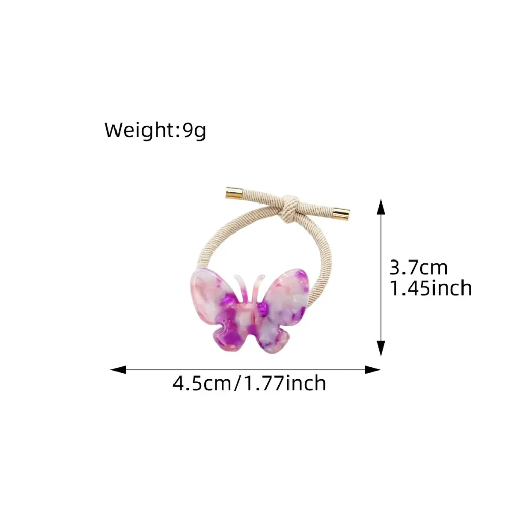 4.5CM Butterfly Cellulose Acetate Hair Tie Size and Weight