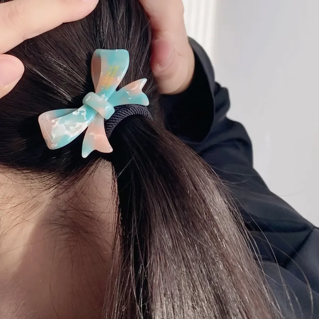 6CM Cellulose Acetate Bow Hair Tie Ponytail Wear