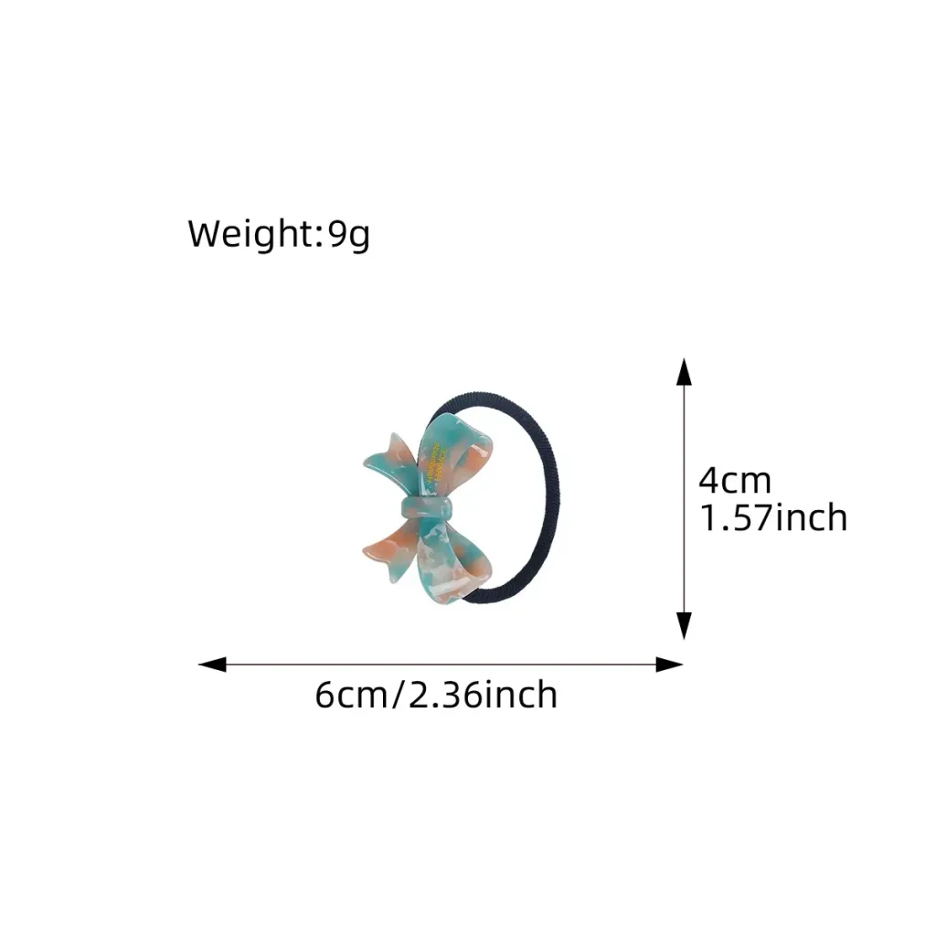 6CM Cellulose Acetate Bow Hair Tie Size and Weight
