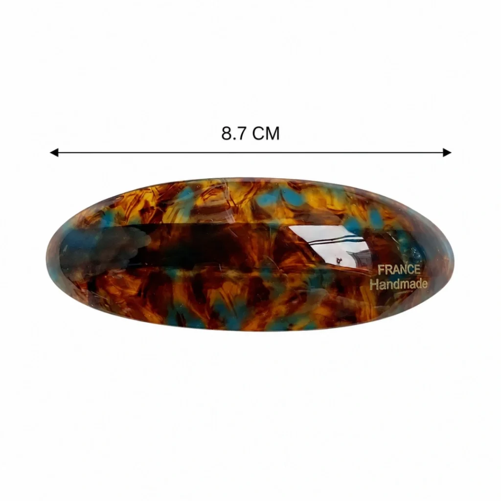 8.7CM Multicolor Oval Cellulose Acetate Hair Barrette Size Chart