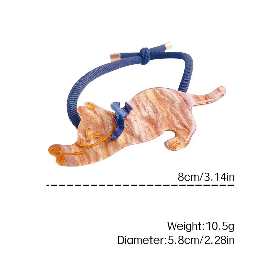 8CM Cat Cellulose Acetate Hair Tie Size and Weight
