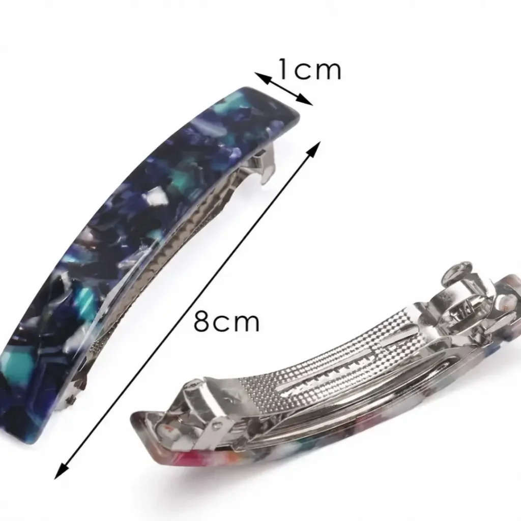 8CM Curved Cellulose Acetate Hair Barrette Size Detail