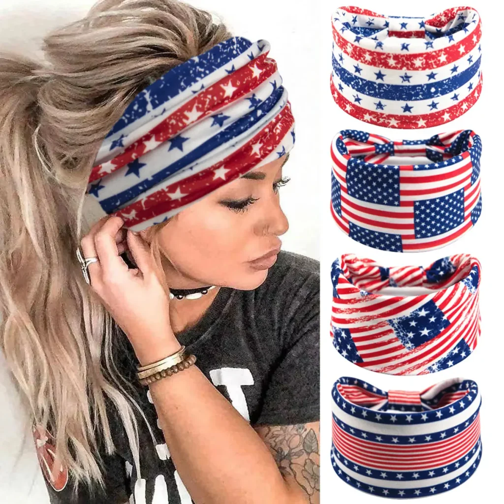 Custom American Flag Wide Stretch Headband