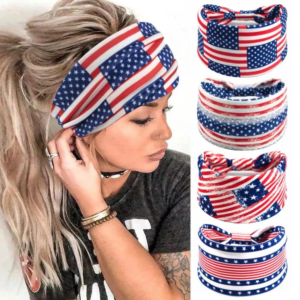 Custom American Flag Wide Stretch Headband