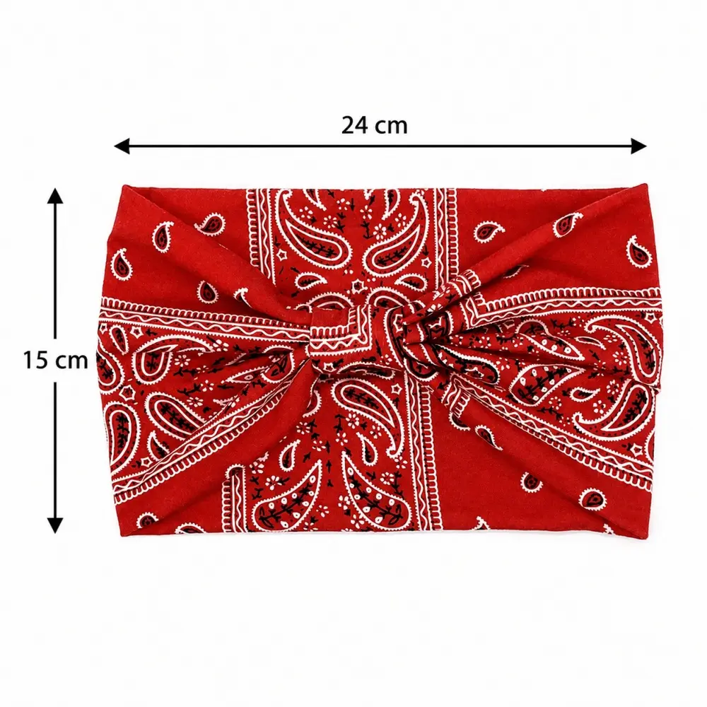 Bohemian Paisley Wide Knot Headband Size Guide