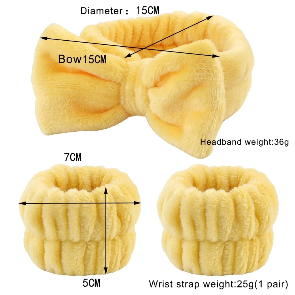Bow Sherpa Fleece Spa Headband And Wrist Washband Size Chart