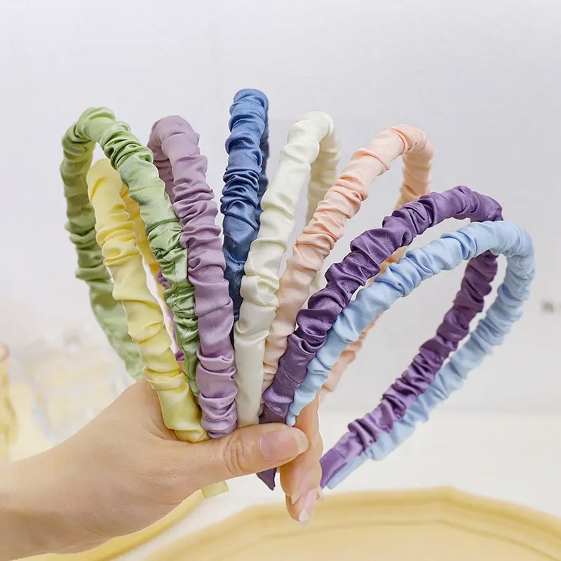 Custom Color Ruffled Satin Headband Assortment