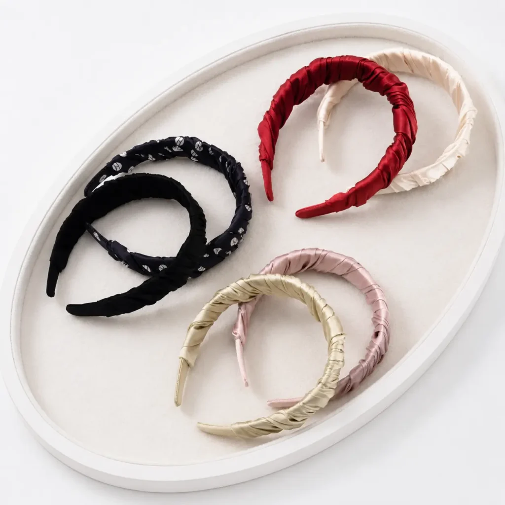 Custom Logo 3CM 19 Momme Mulberry Silk Pleated Headband Color Collection