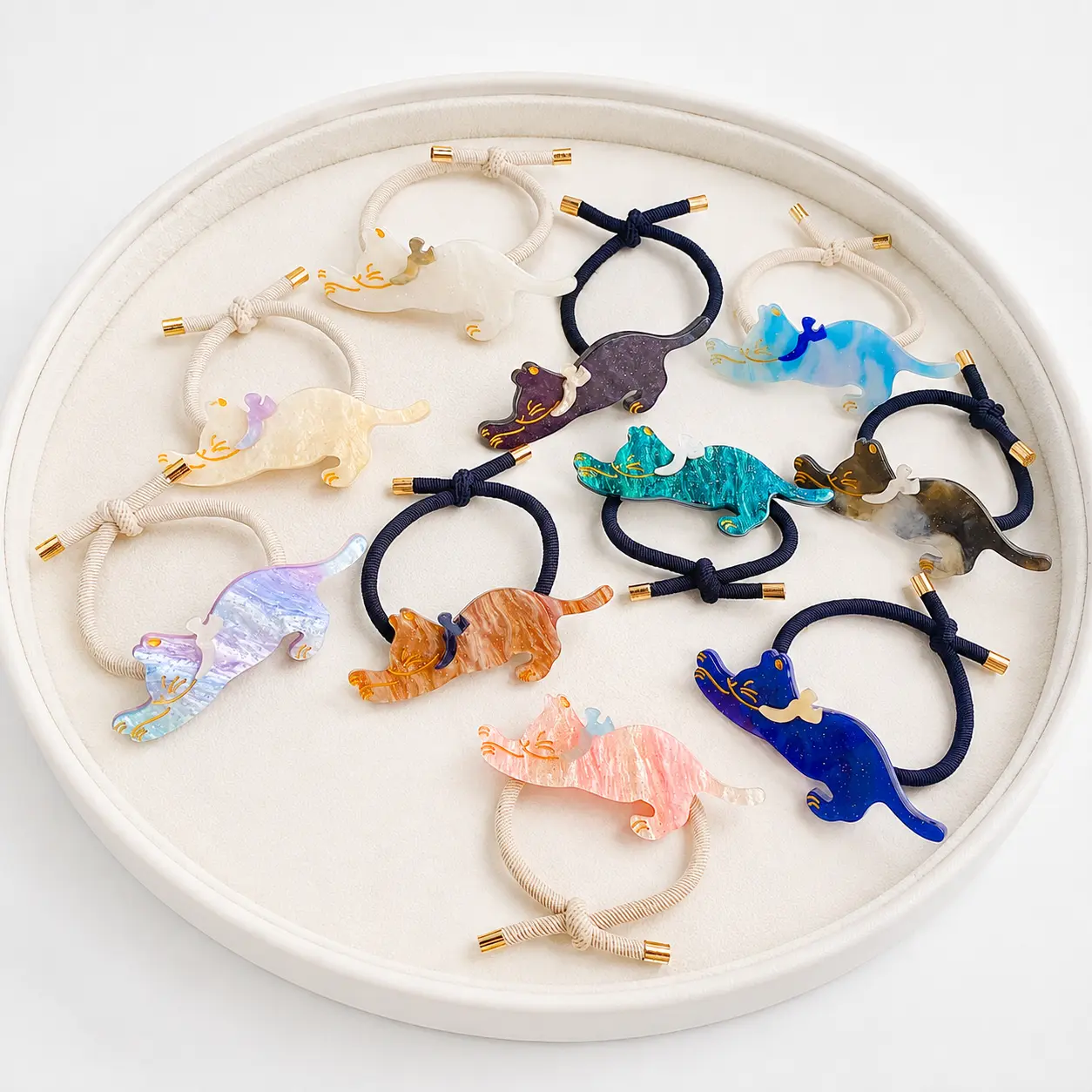 Custom Logo 8CM Cat Cellulose Acetate Hair Tie