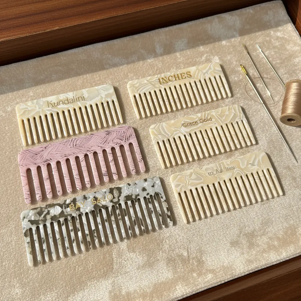 Custom Logo Cellulose Acetate Wide Tooth Hair Comb Color Options