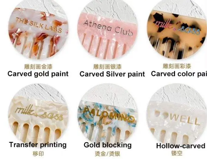 Custom Logo Options for Cellulose Acetate Wide Tooth Hair Comb