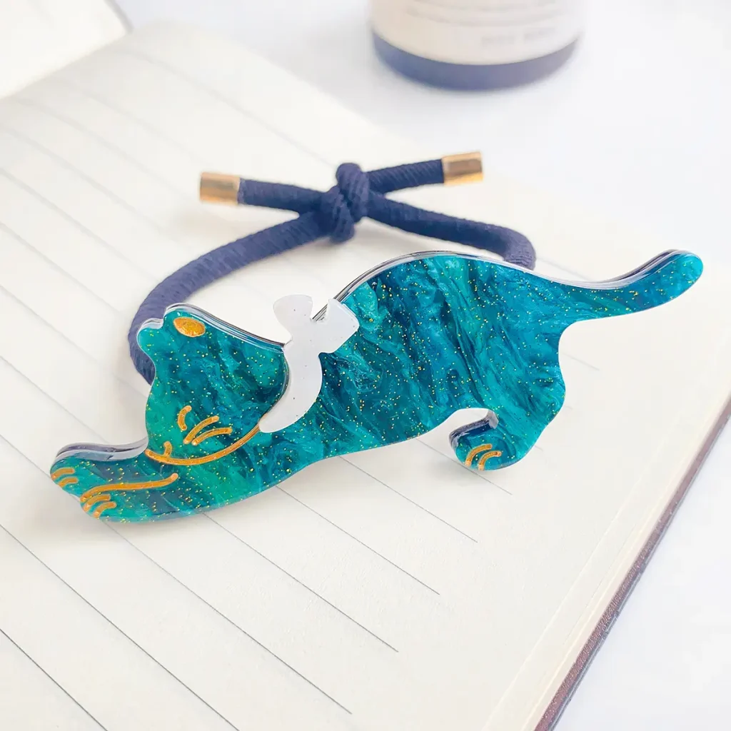 Green Cat Cellulose Acetate Hair Tie Product Detail