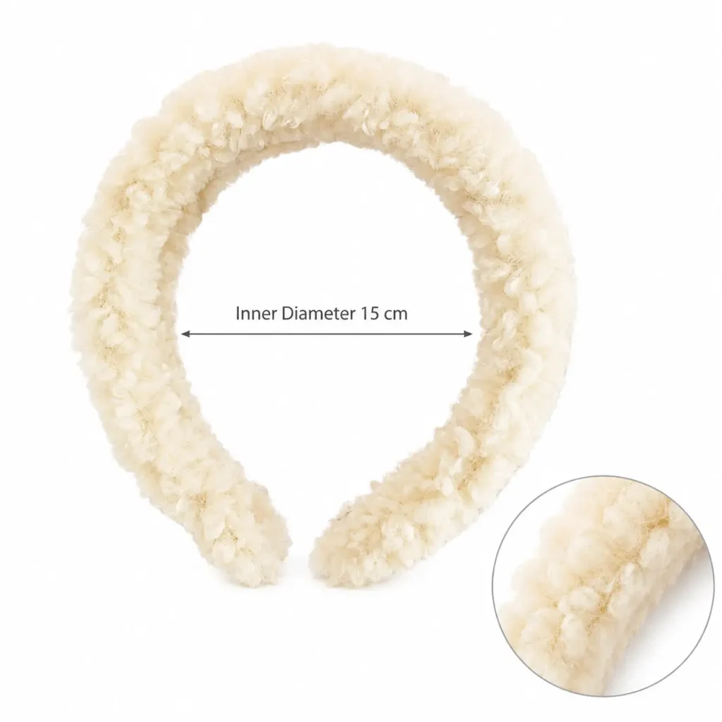 Ivory Curly Sherpa Fleece Headband Inner Diameter Size Chart