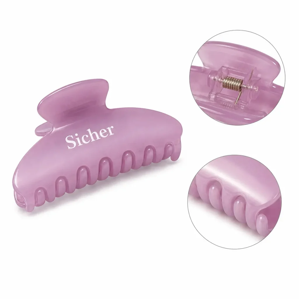 Lilac Custom Logo Cellulose Acetate Hair Claw Clip Spring Detail