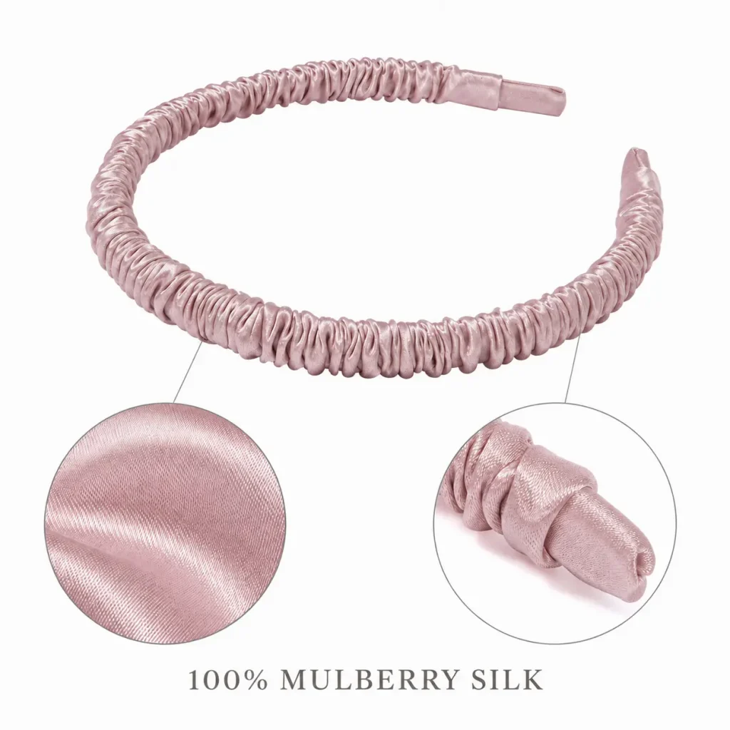 Lotus Pink 19MM Mulberry Silk Headband Material Detail