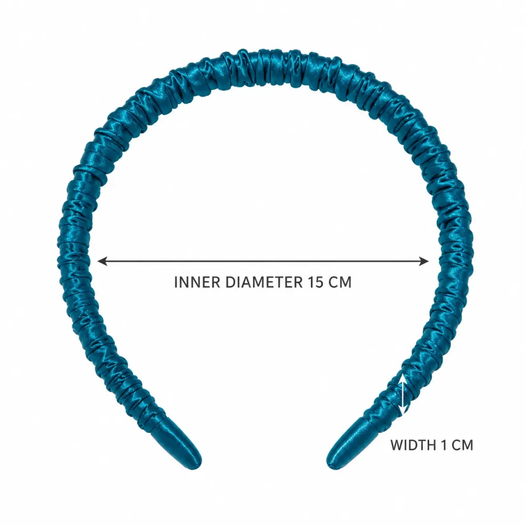 Peacock Blue 19MM Mulberry Silk Headband Size Guide