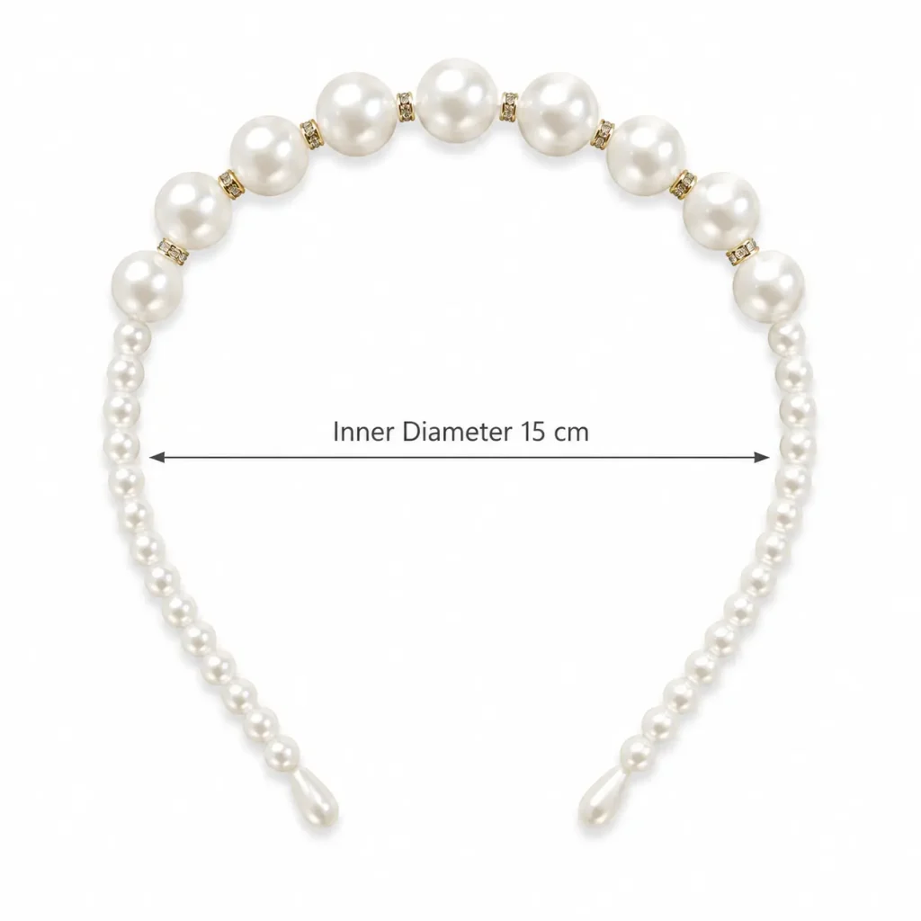 Pearl Beaded Metal Headband Inner Diameter Size Chart