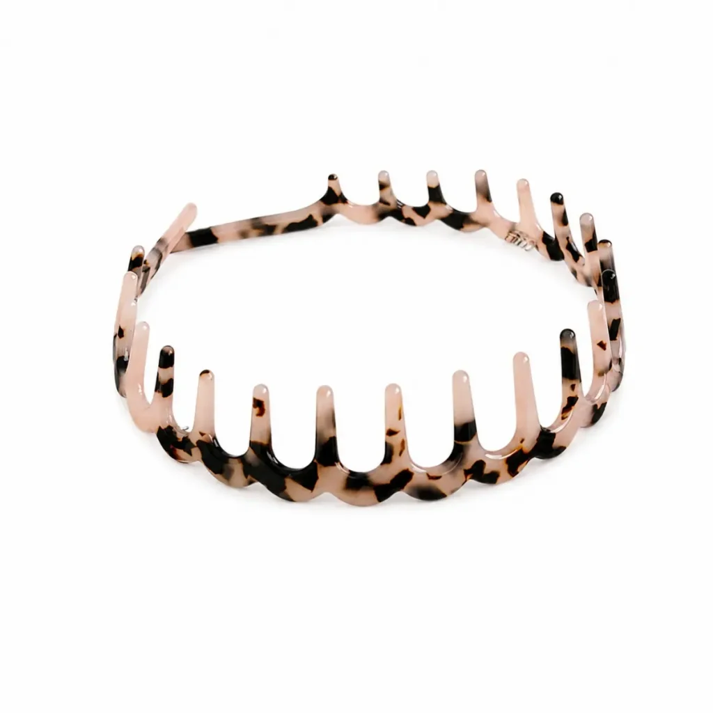 Pink Tortoiseshell Cellulose Acetate Wavy Tooth Headband