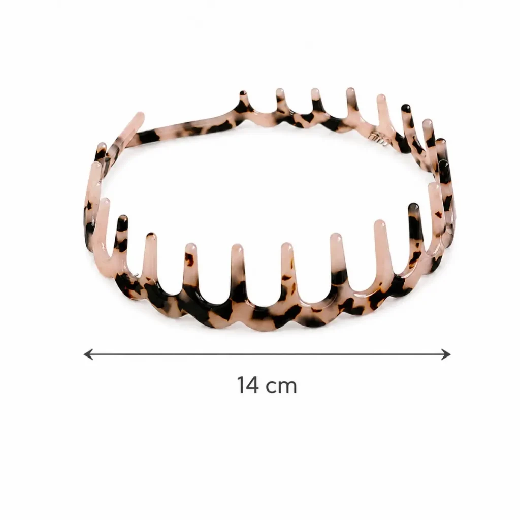 Pink Tortoiseshell Cellulose Acetate Wavy Tooth Headband 14CM Size