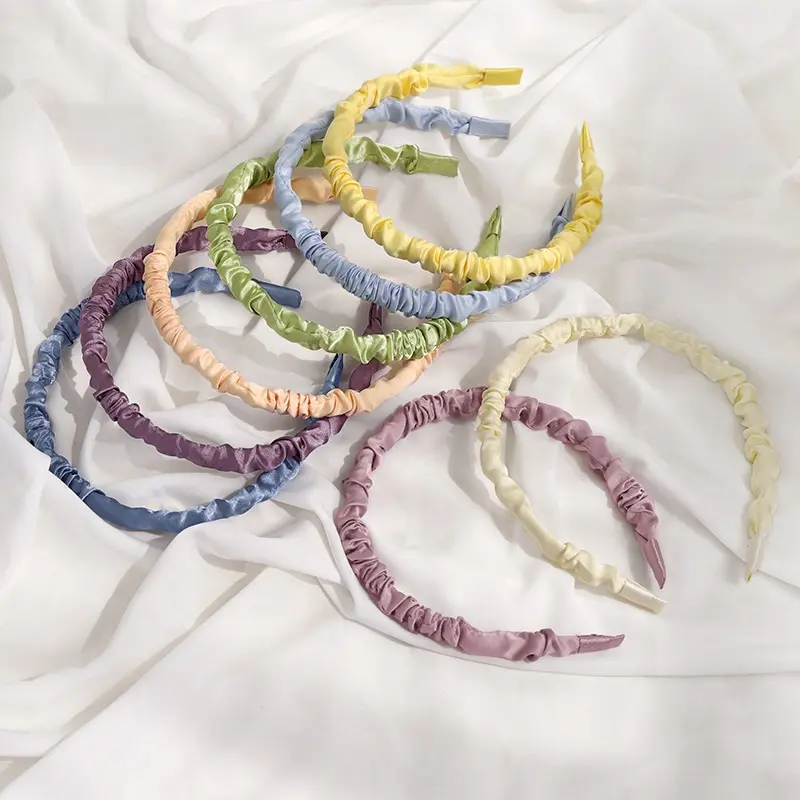 Ruffled Satin Headband Pastel Color Collection